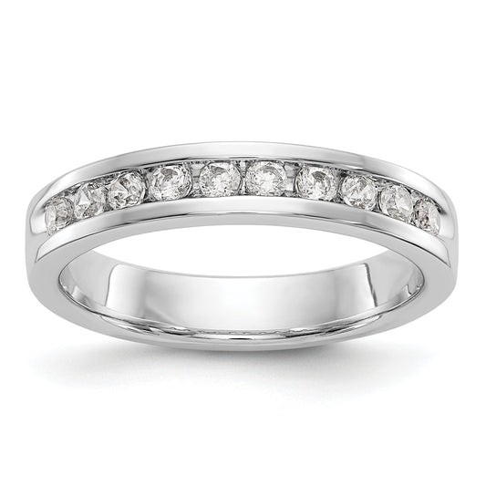 0.35ct. CZ Solid Real 14K White Gold 10-2mm Stone Ladies Wedding Band Ring