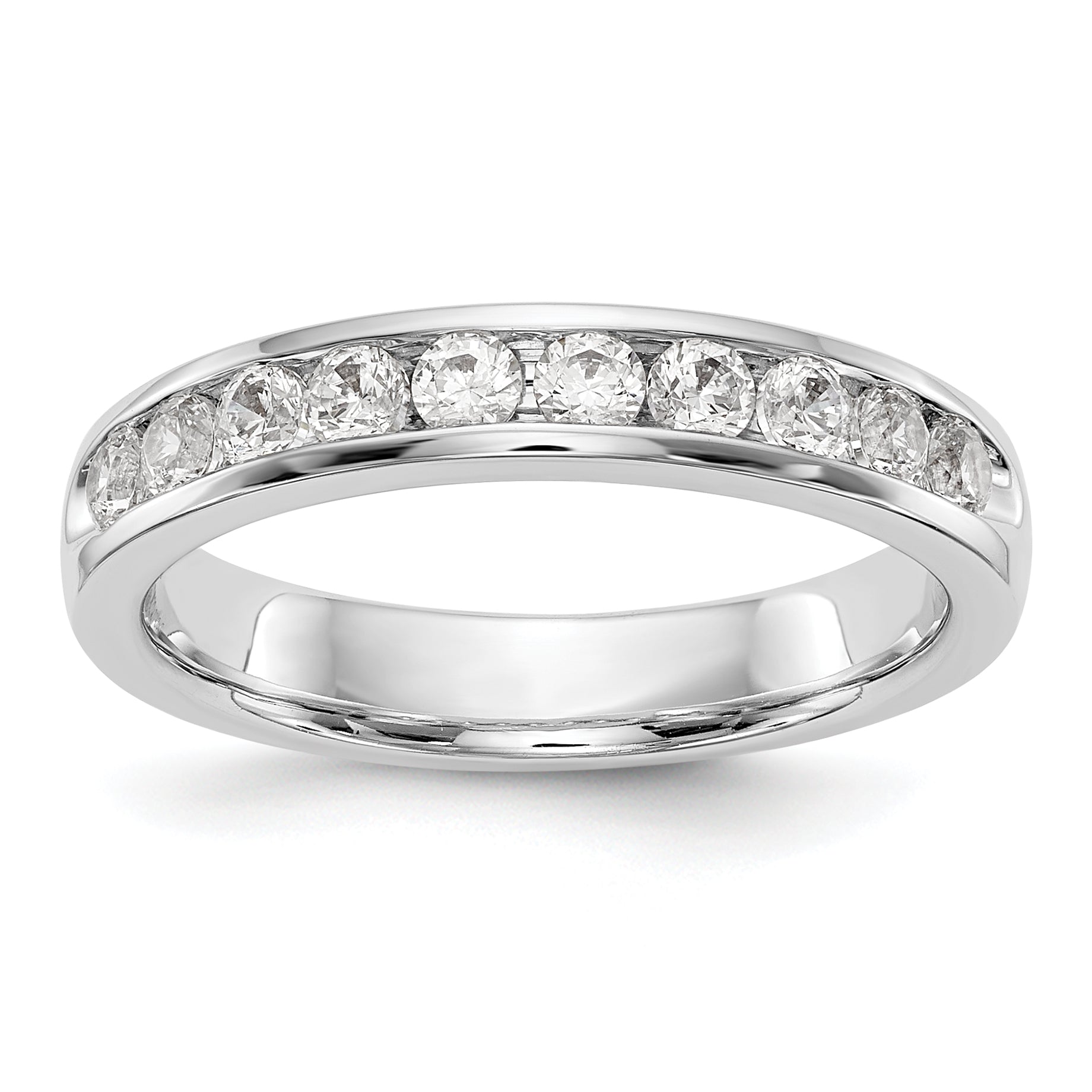 0.52ct. CZ Solid Real 14K White Gold 10-2.4mm Stone Ladies Wedding Band Ring
