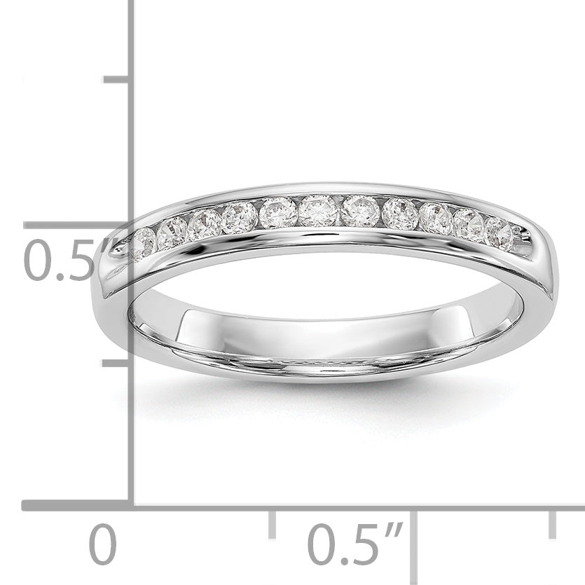 0.22ct. CZ Solid Real 14K White Gold 11-1.7mm Stone Ladies Wedding Band Ring