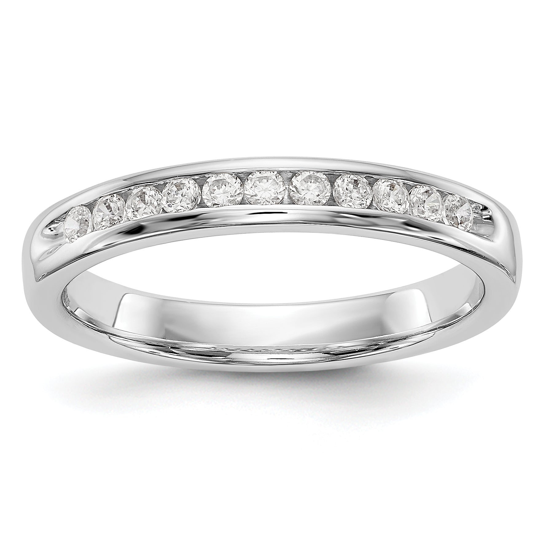 0.22ct. CZ Solid Real 14K White Gold 11-1.7mm Stone Ladies Wedding Band Ring
