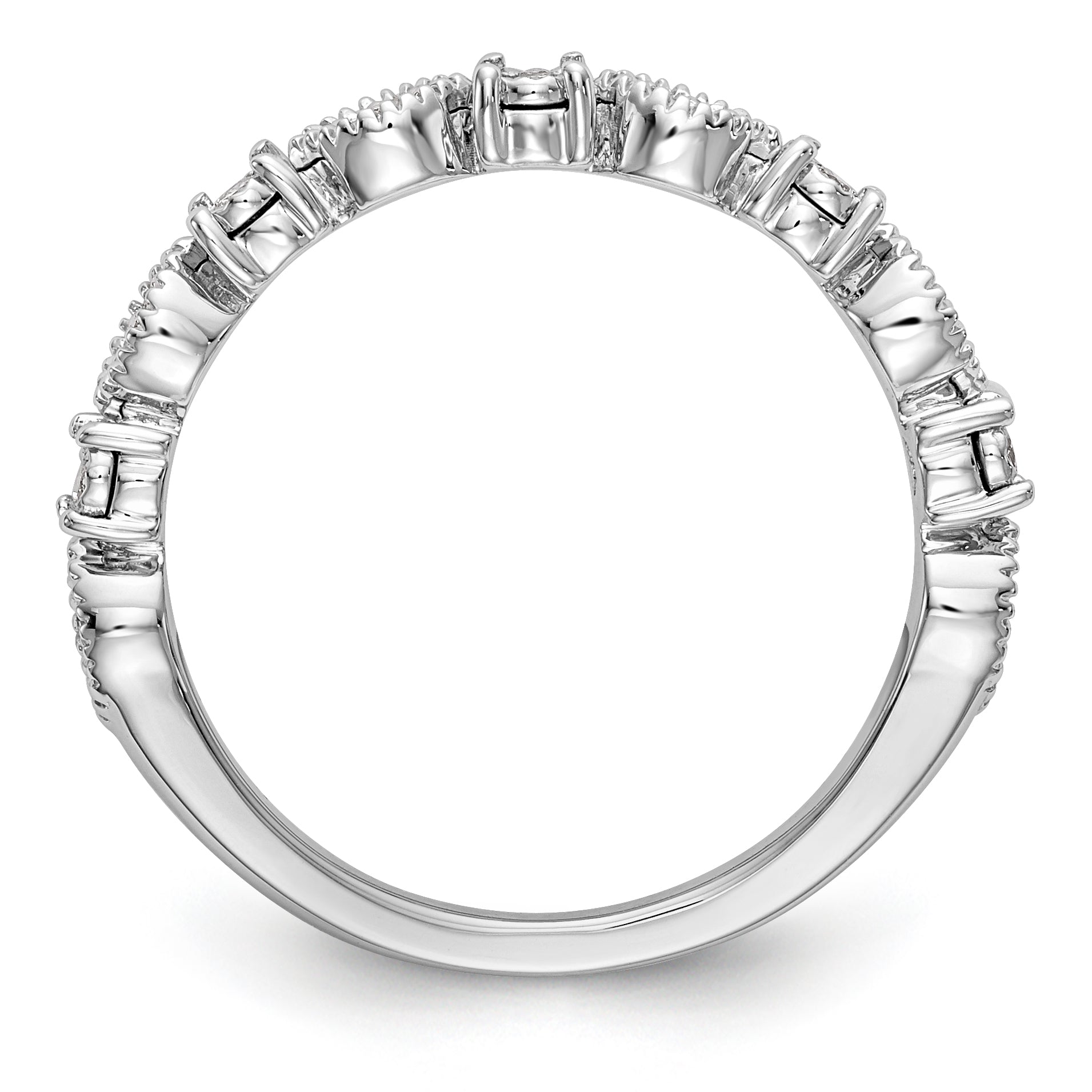 0.12ct. CZ Solid Real 14K White Gold Wedding Band Ring