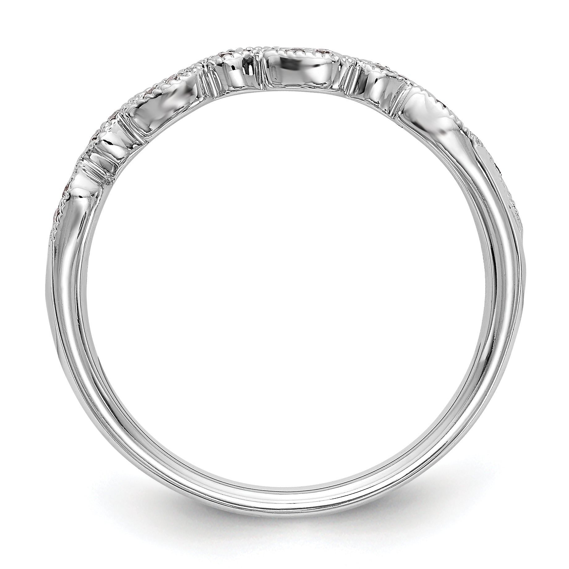 0.10ct. CZ Solid Real 14K White Gold Wedding Band Ring