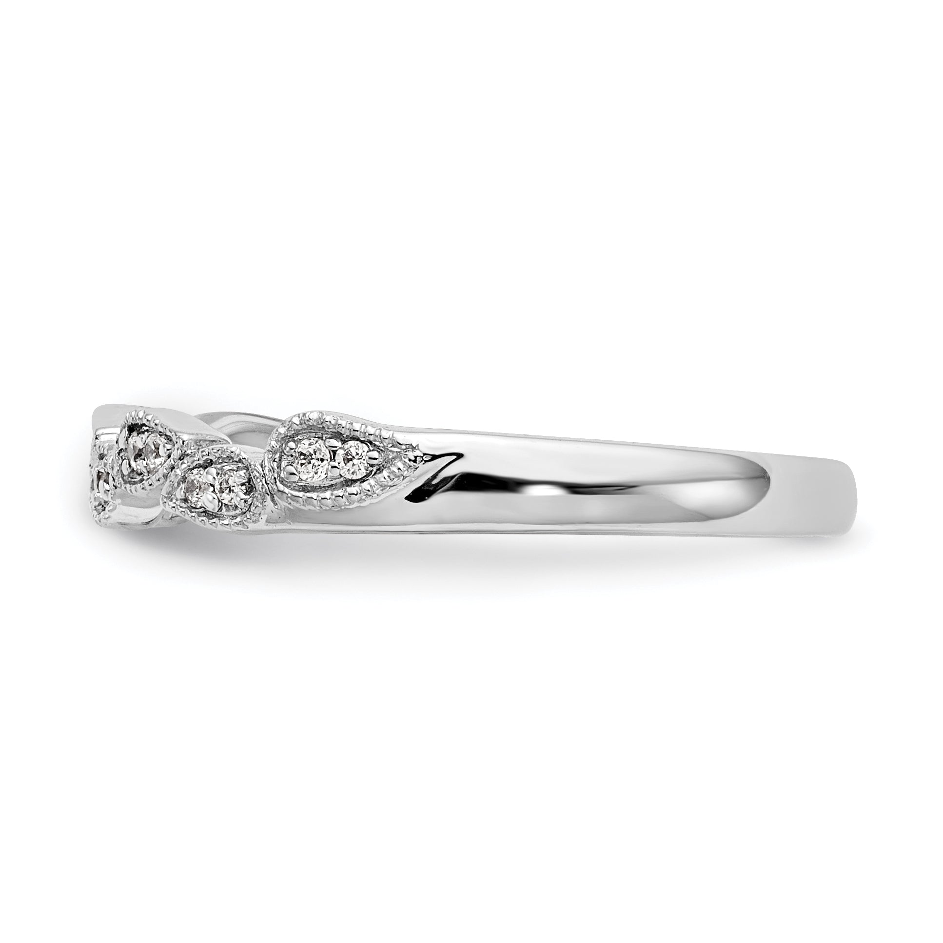 0.10ct. CZ Solid Real 14K White Gold Wedding Band Ring
