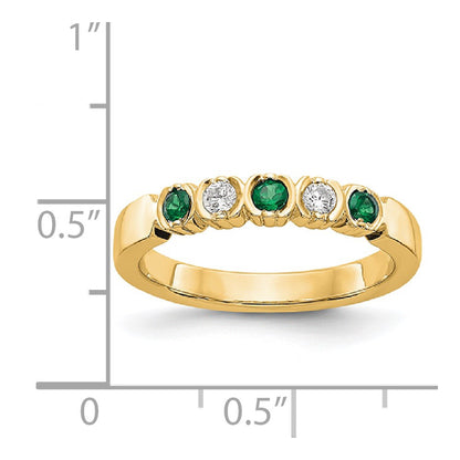 Solid 14k Yellow Gold Simulated CZ w/Simulated Emerald Band