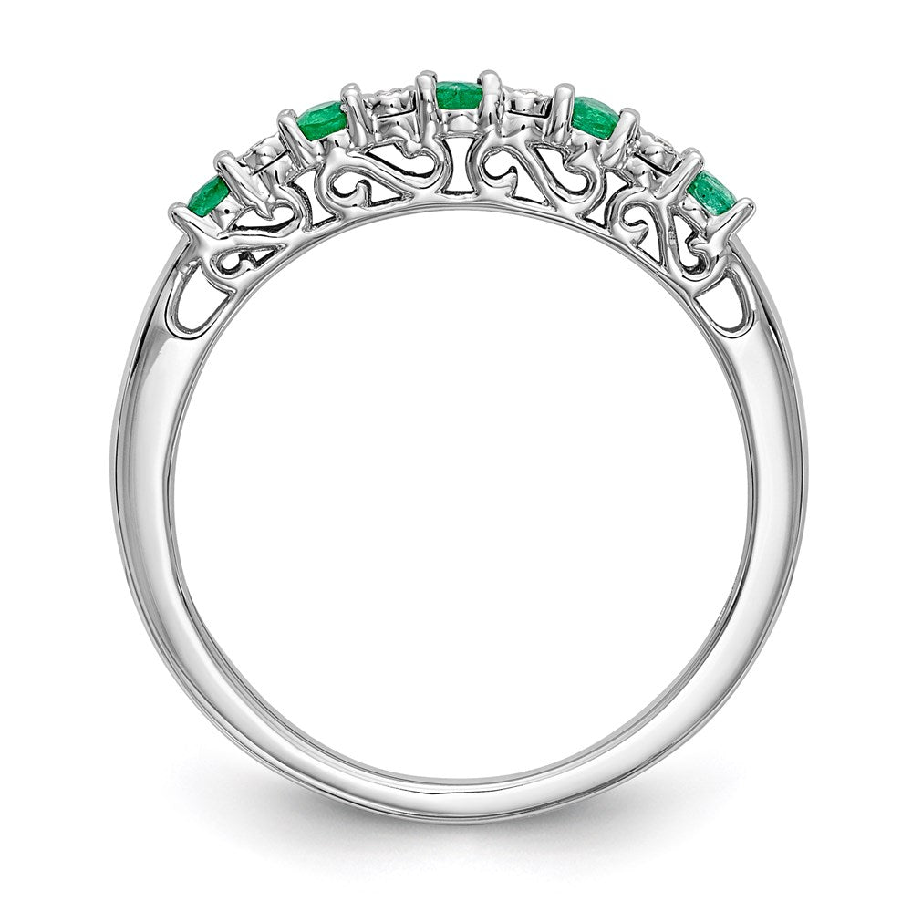 14k White Gold Real Diamond w/Emerald Band