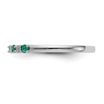 14k White Gold Real Diamond w/Emerald Band