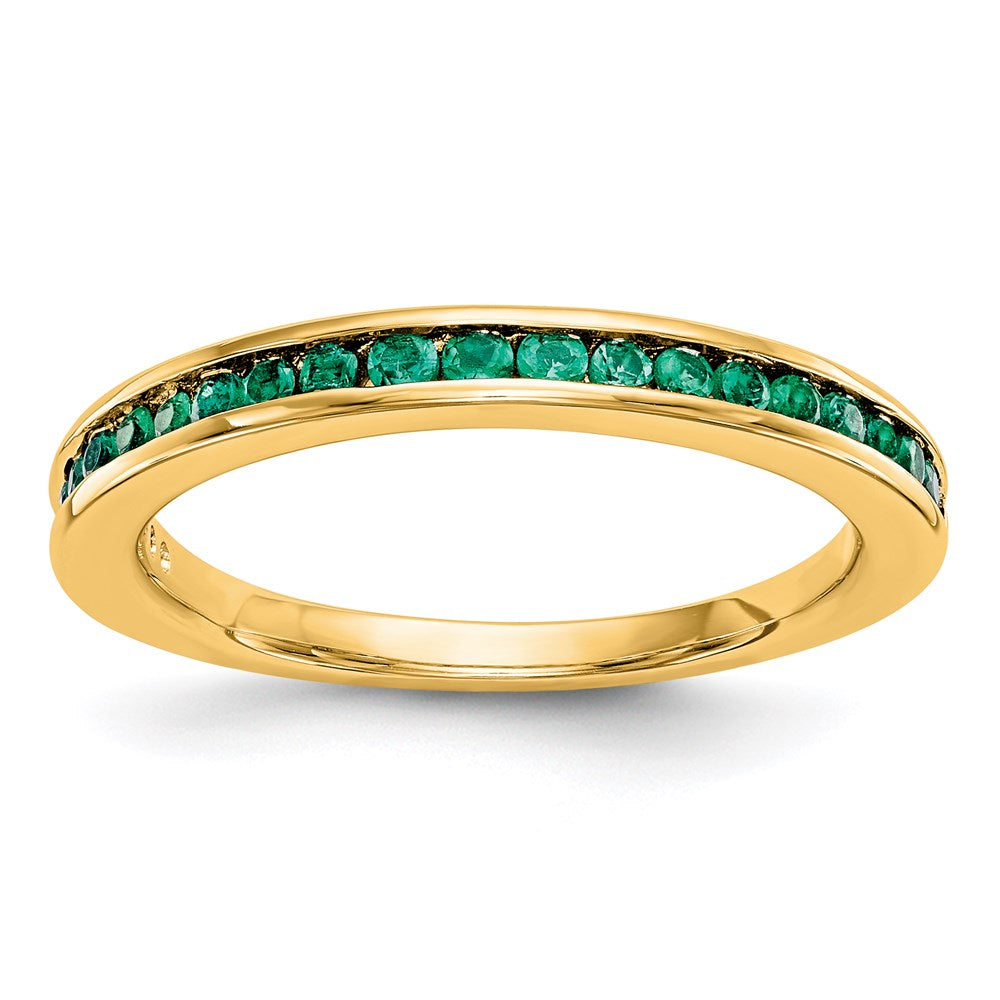 14k Yellow Gold Emerald Band