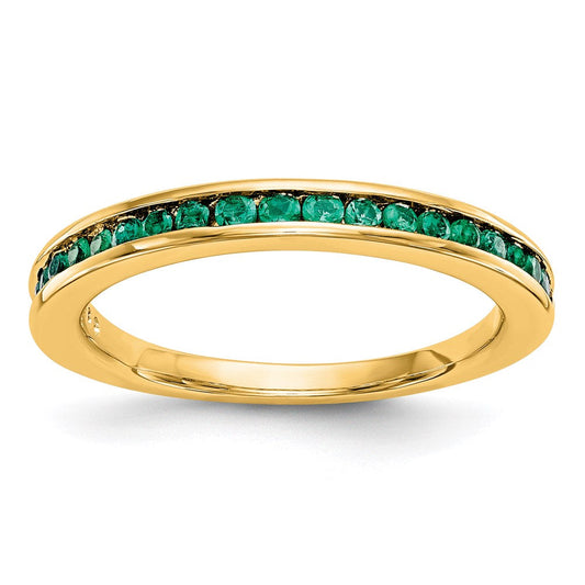 14k Yellow Gold Emerald Band