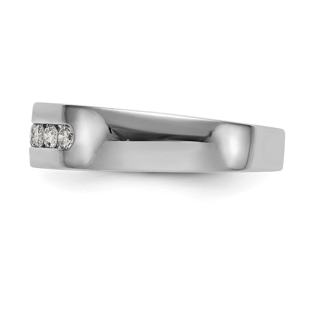 14K White Gold 5-Stone Real Diamond Men's Channel Band