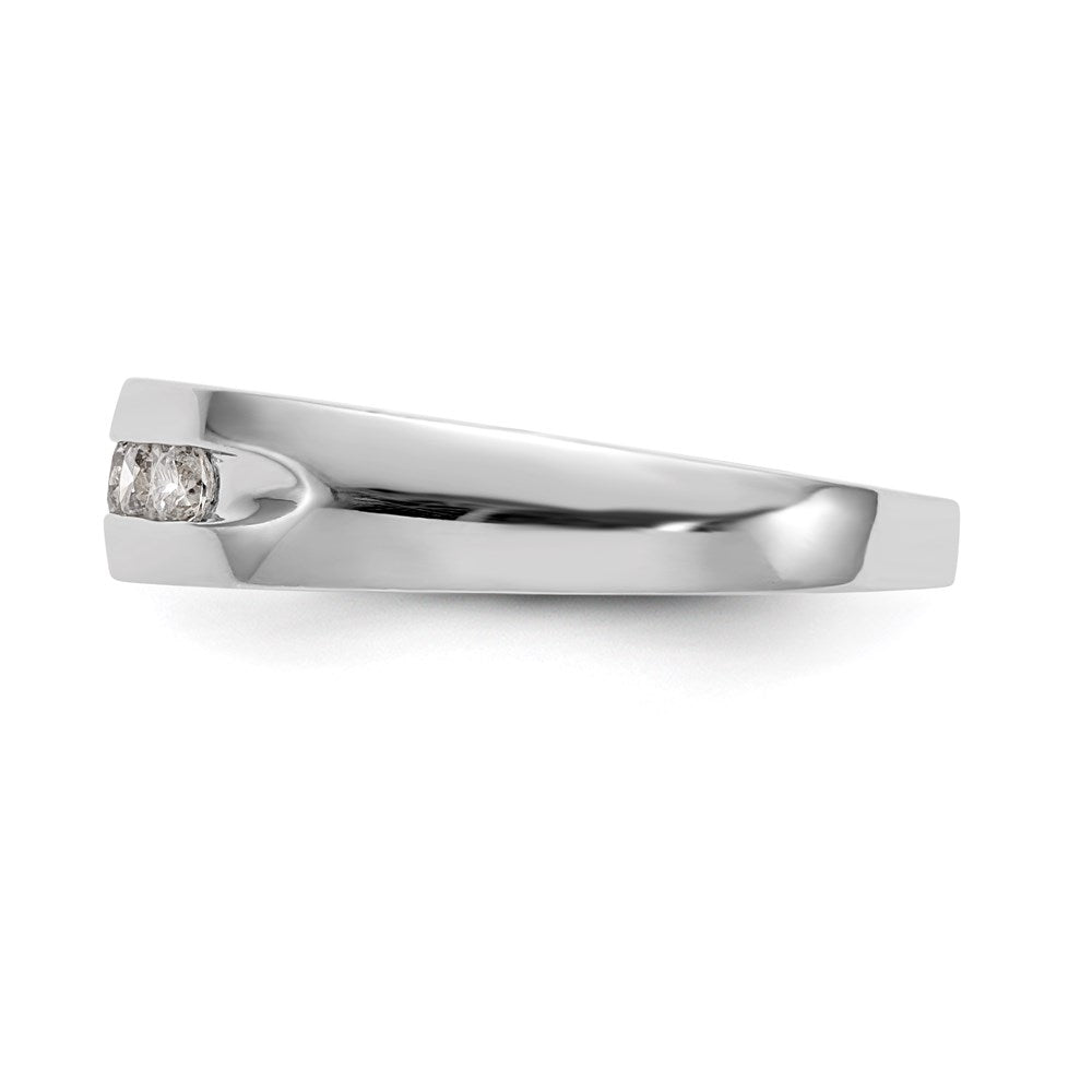 14K White Gold 5-Stone Real Diamond Men's Channel Band