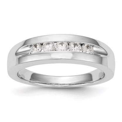 14K White Gold 5-Stone Real Diamond Men's Channel Band