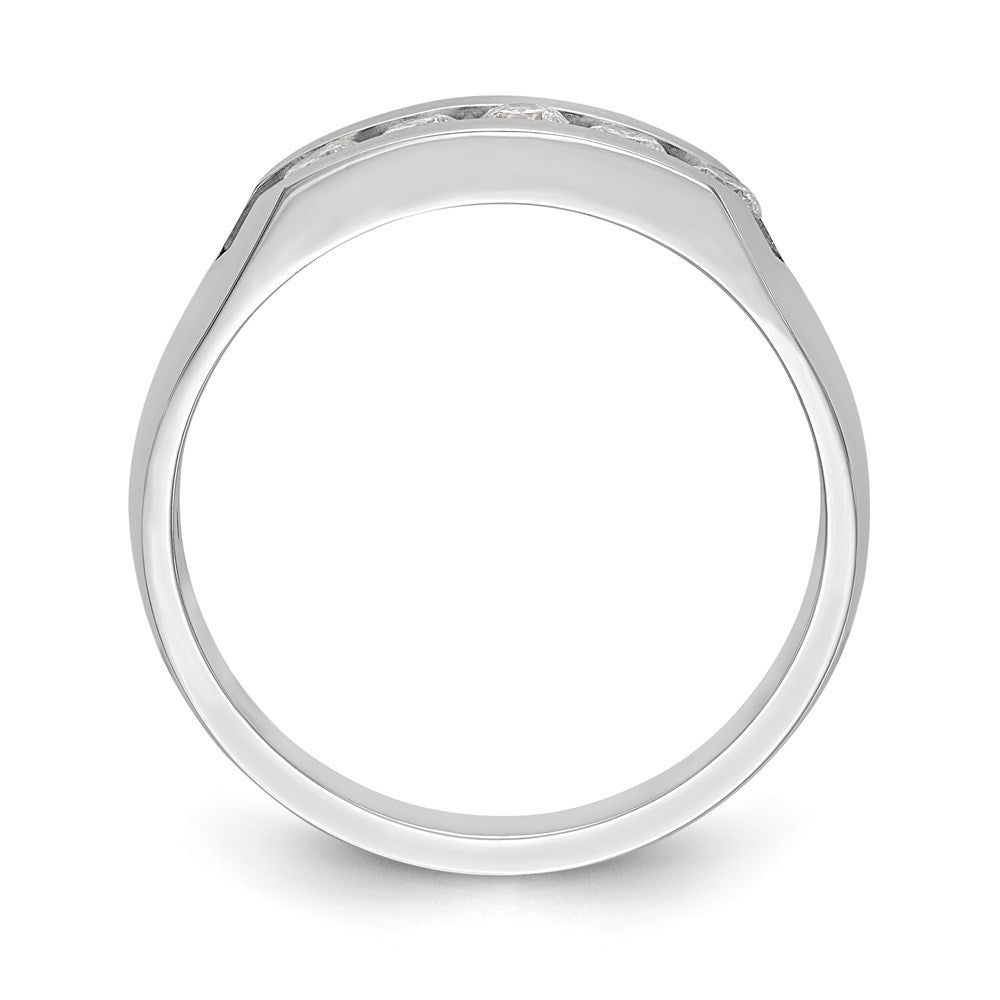 14K White Gold 5-Stone Real Diamond Men's Channel Band