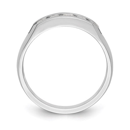 14K White Gold 5-Stone Real Diamond Men's Channel Band
