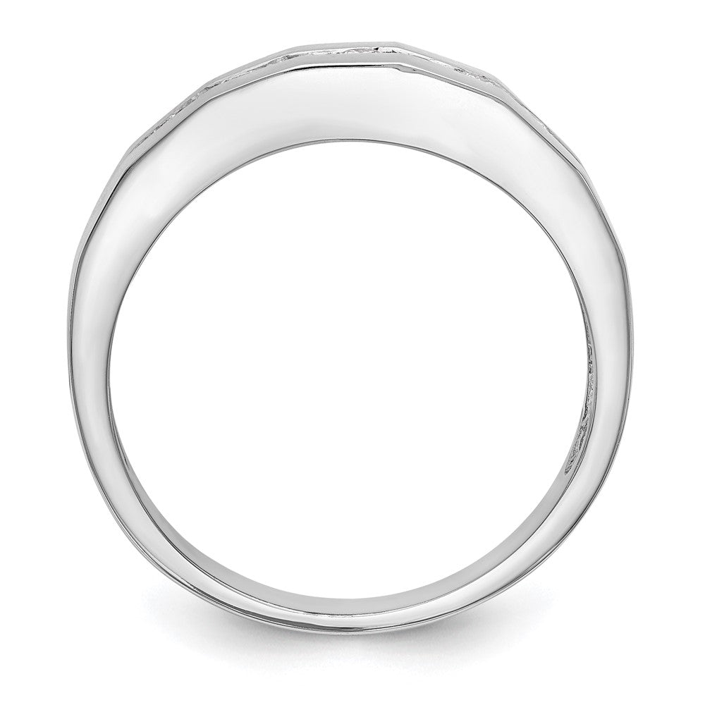 14K White Gold Real Diamond Men's Band