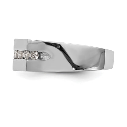 14K White Gold Real Diamond Men's Band