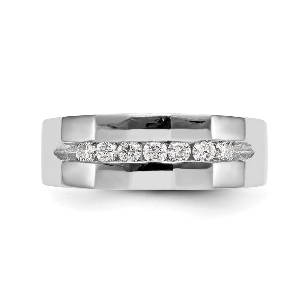 14K White Gold Real Diamond Men's Band