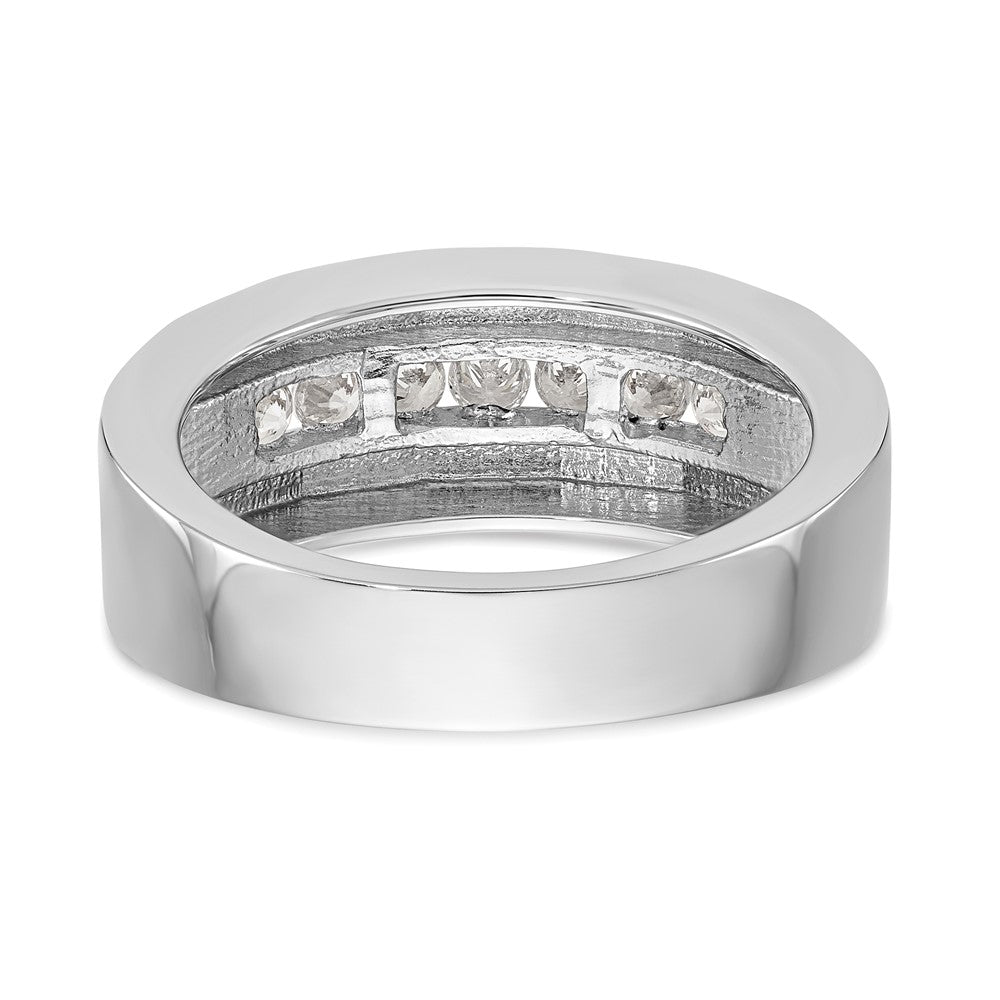 14K White Gold Real Diamond Men's Band