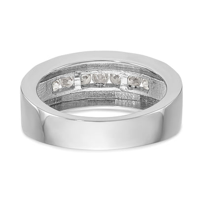 14K White Gold Real Diamond Men's Band