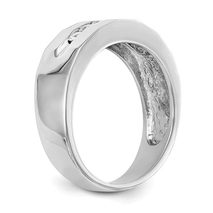 14K White Gold Real Diamond Men's Band