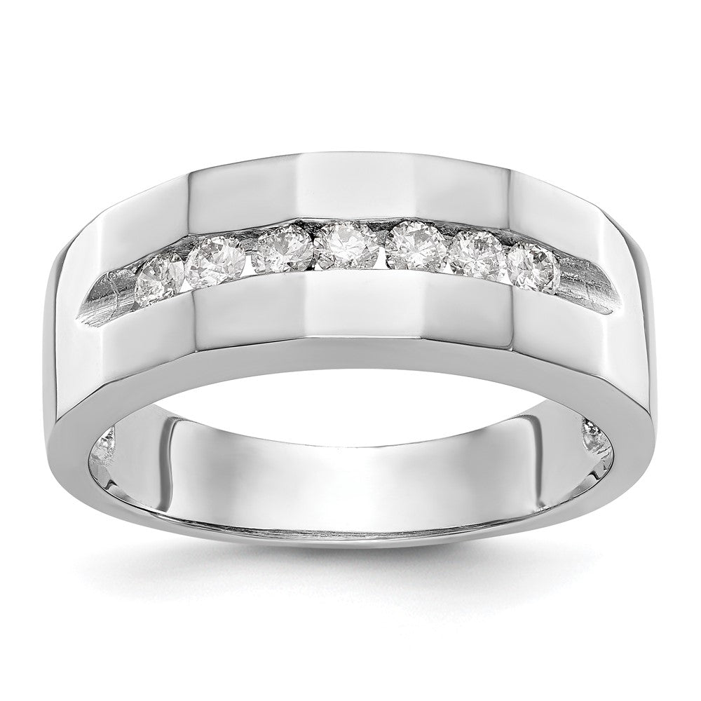 14K White Gold Real Diamond Men's Band