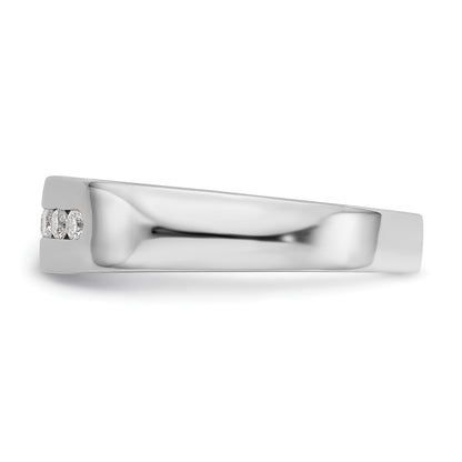 14K White Gold Real Diamond Men's Band