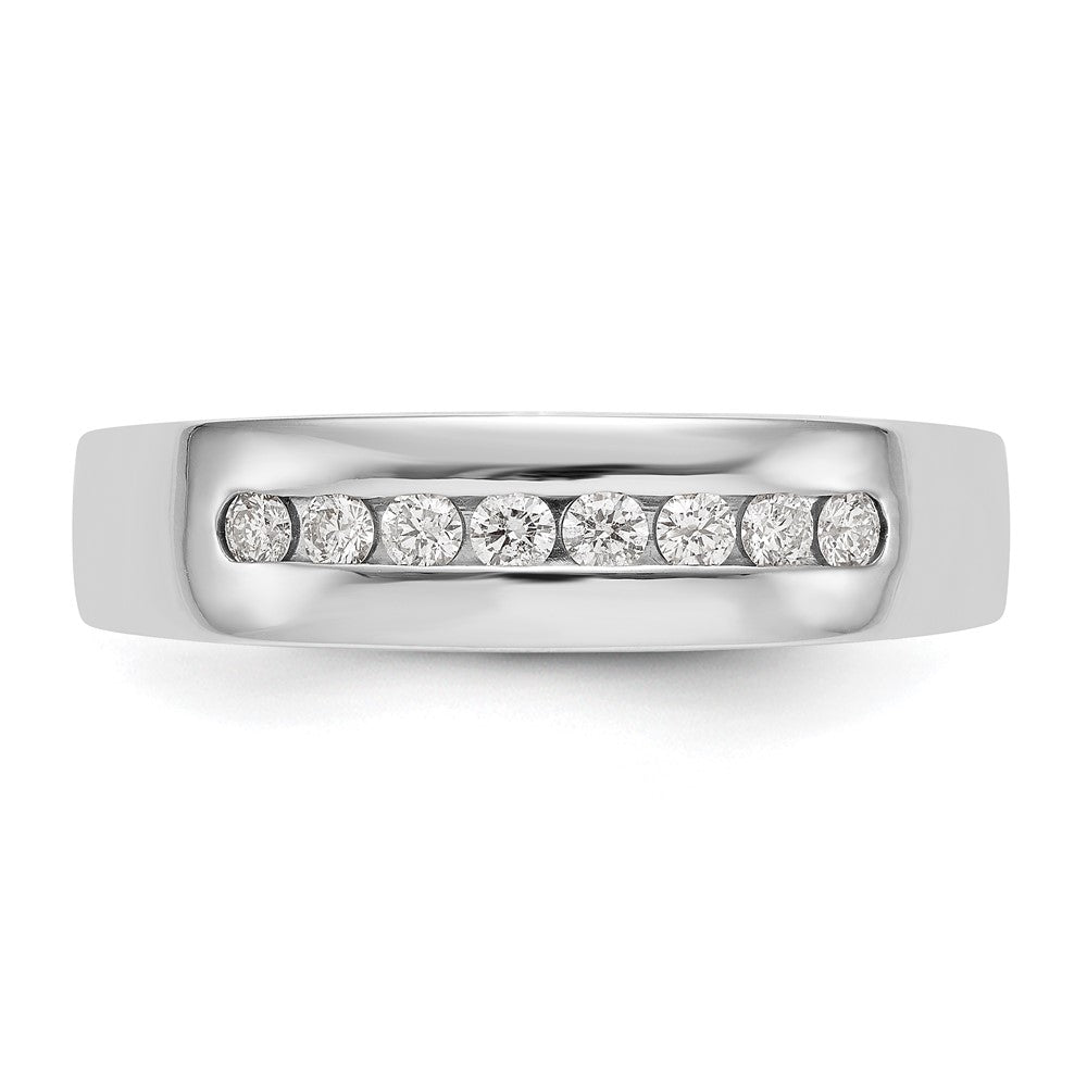 14K White Gold Real Diamond Men's Band
