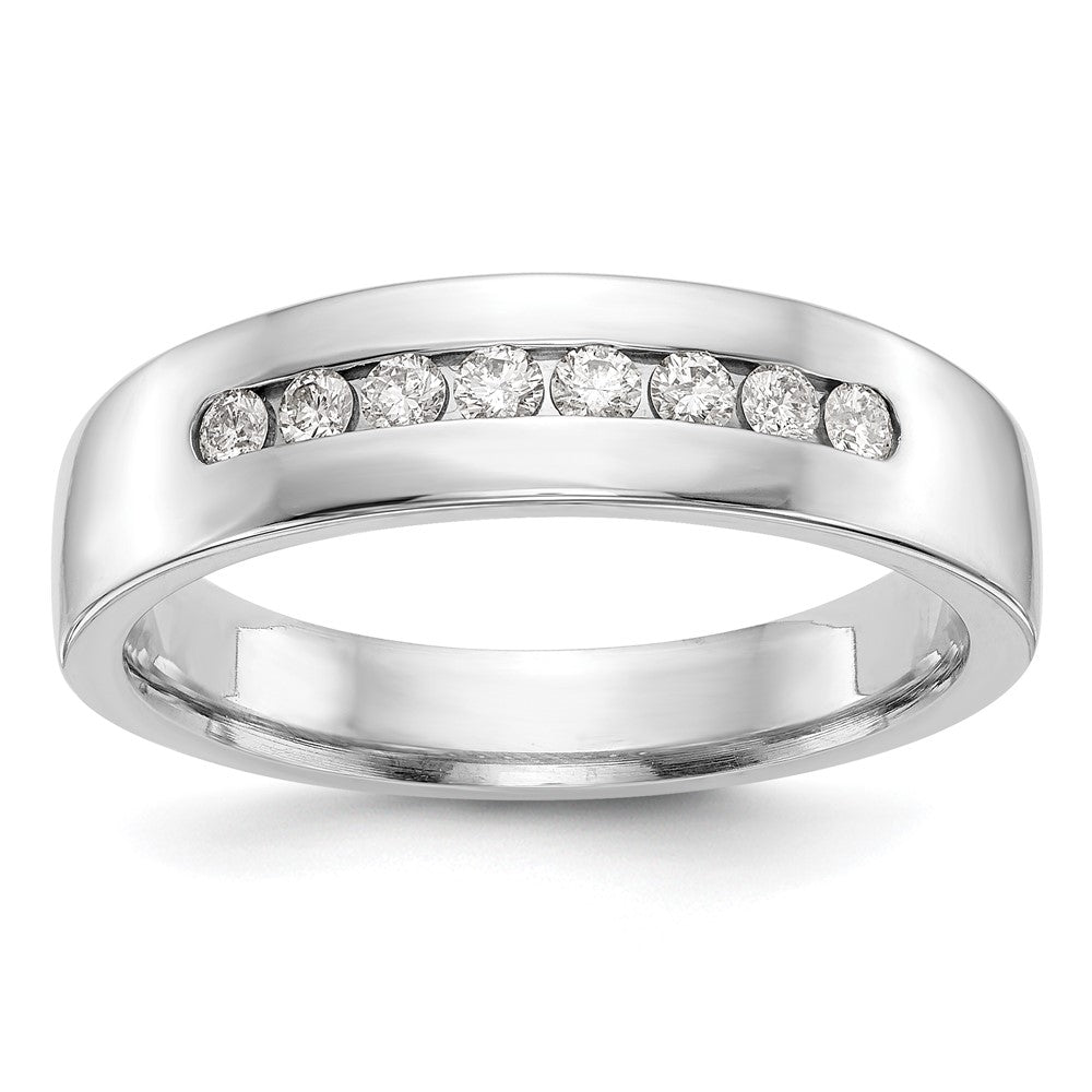 14K White Gold Real Diamond Men's Band