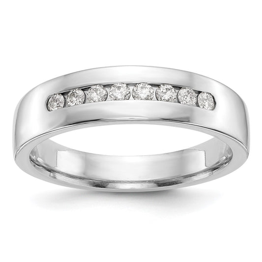 14K White Gold Real Diamond Men's Band