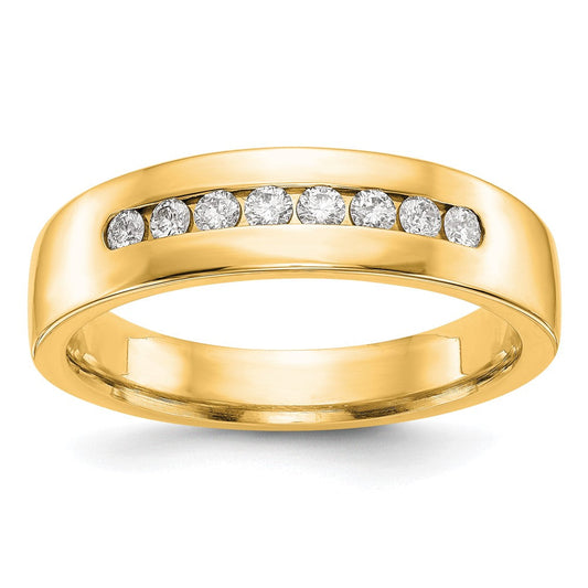 14K Yellow Gold Real Diamond Men's Band