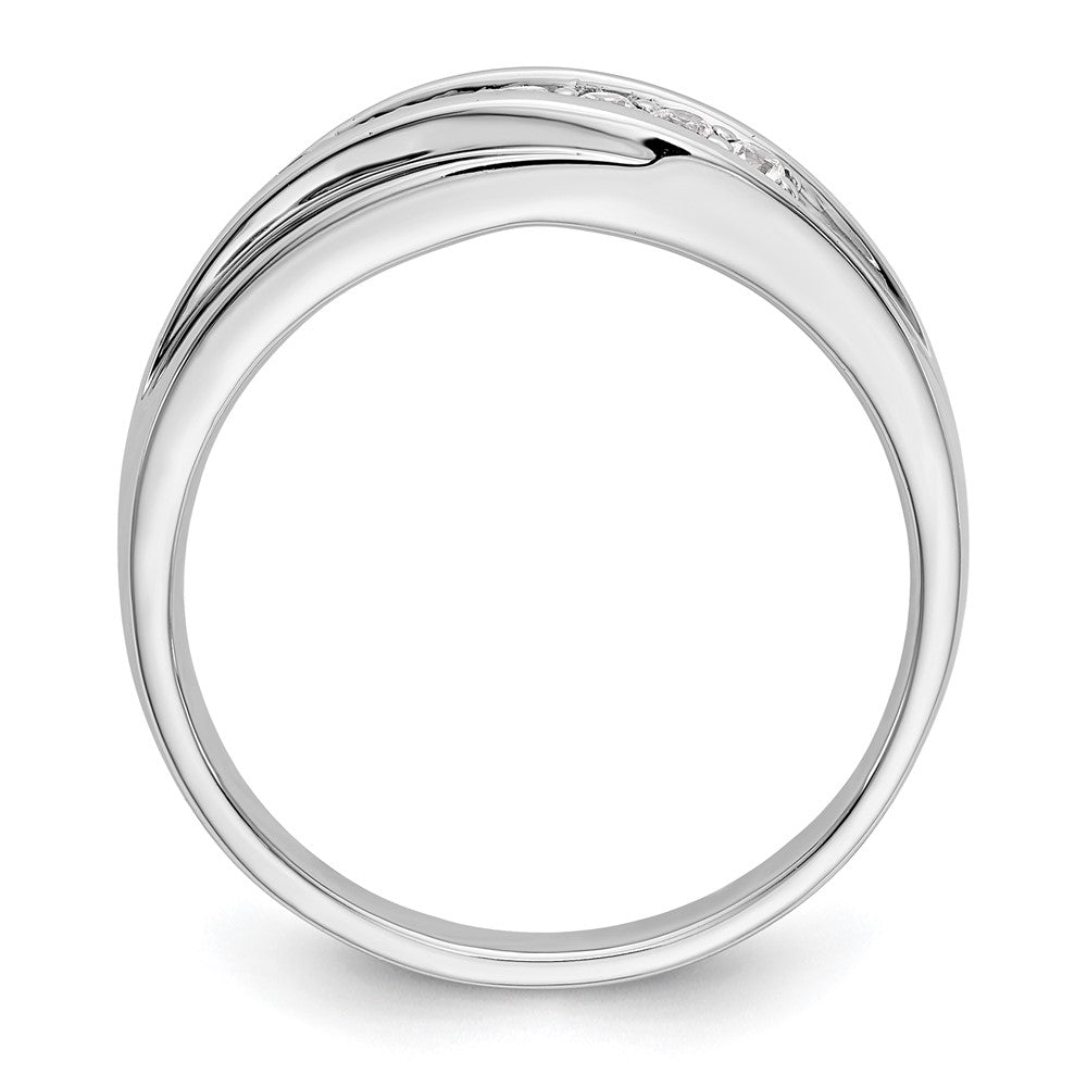 14K White Gold Real Diamond Men's Band