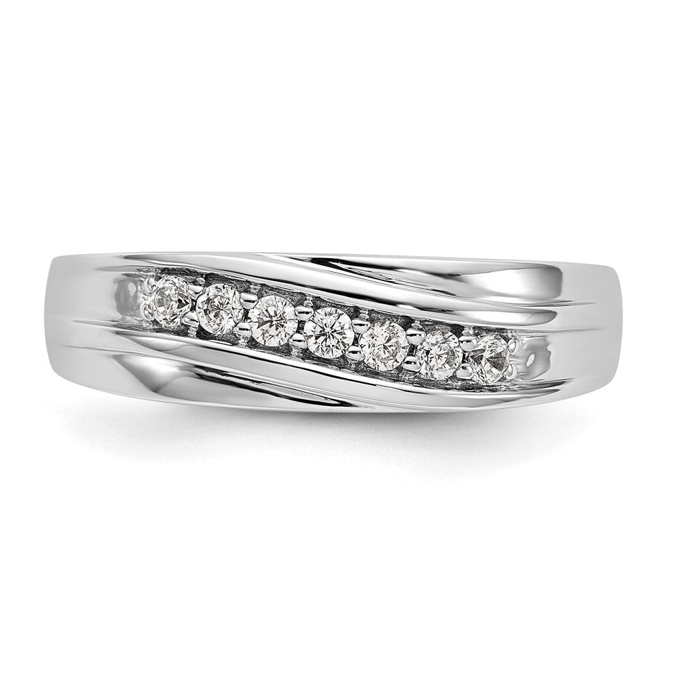 14K White Gold Real Diamond Men's Band