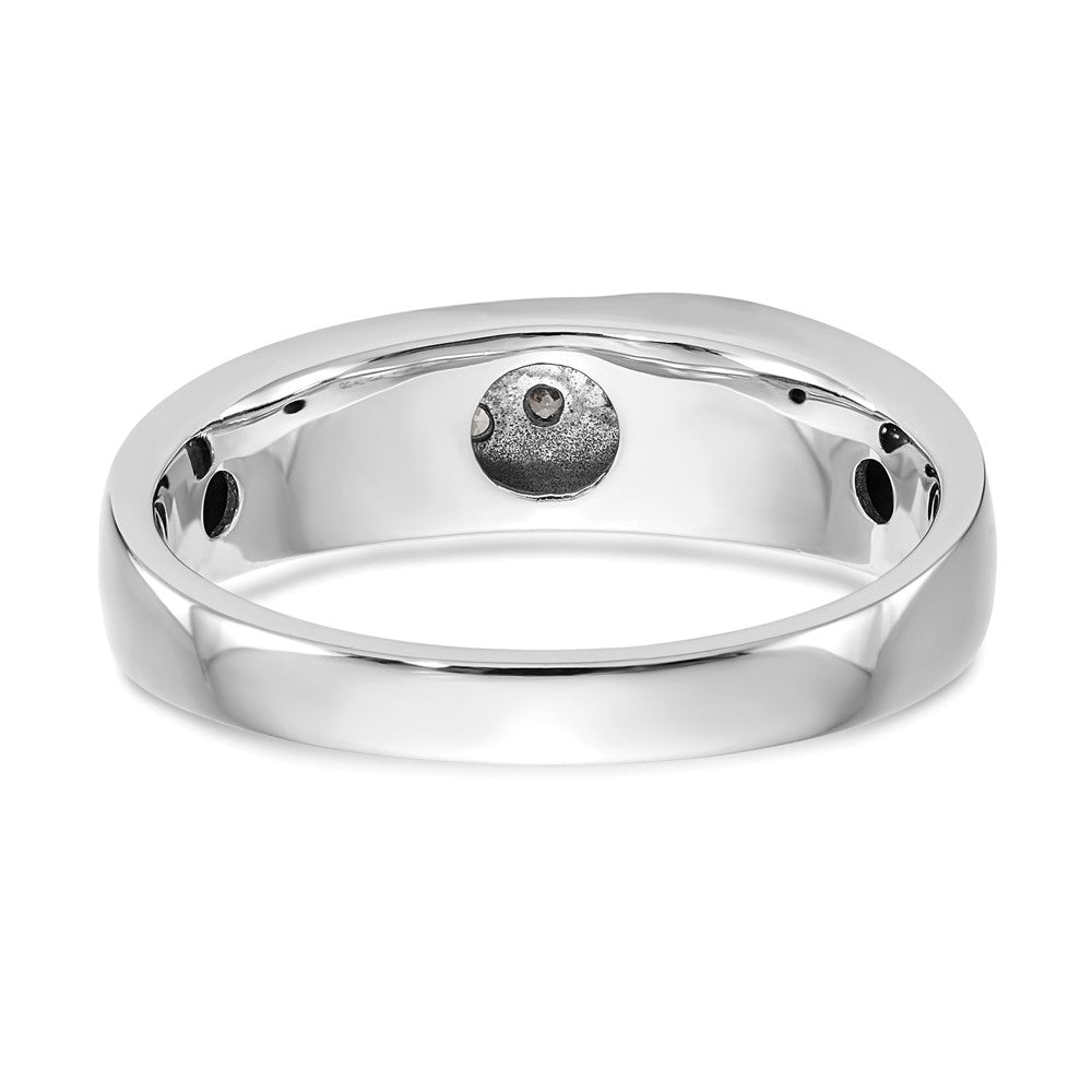 14K White Gold Real Diamond Men's Band
