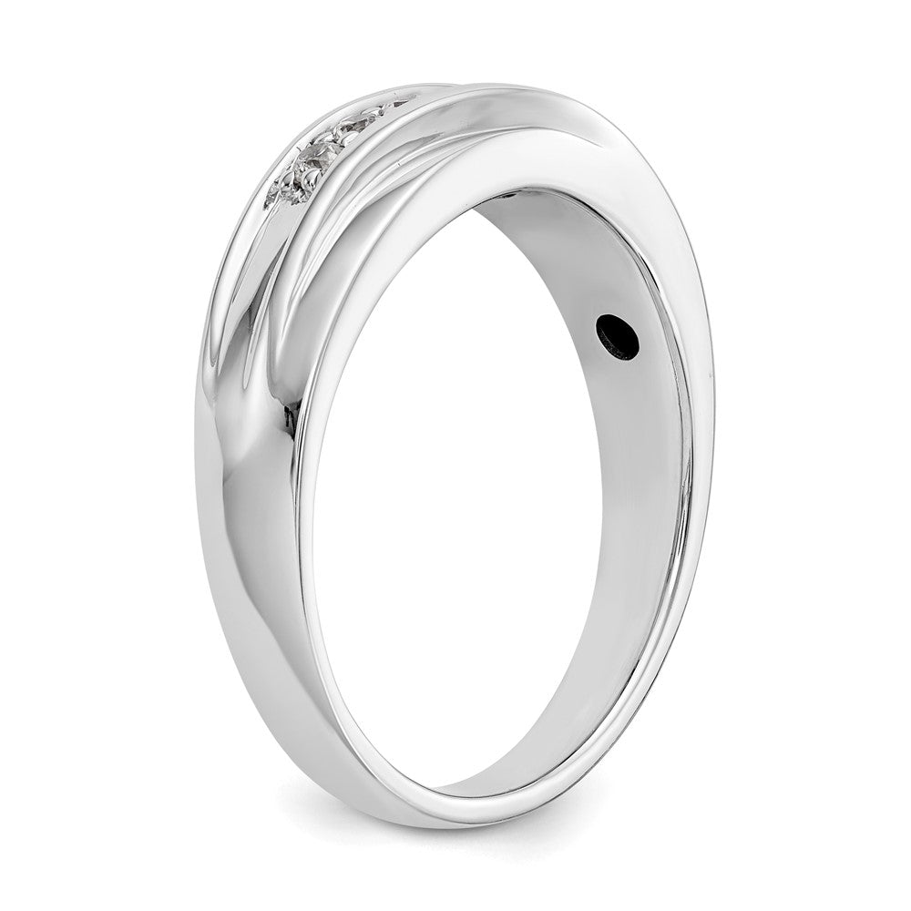14K White Gold Real Diamond Men's Band