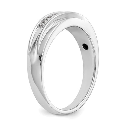 14K White Gold Real Diamond Men's Band