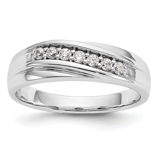 0.25ct. CZ Solid Real 14K White Gold Men's Wedding Band Ring