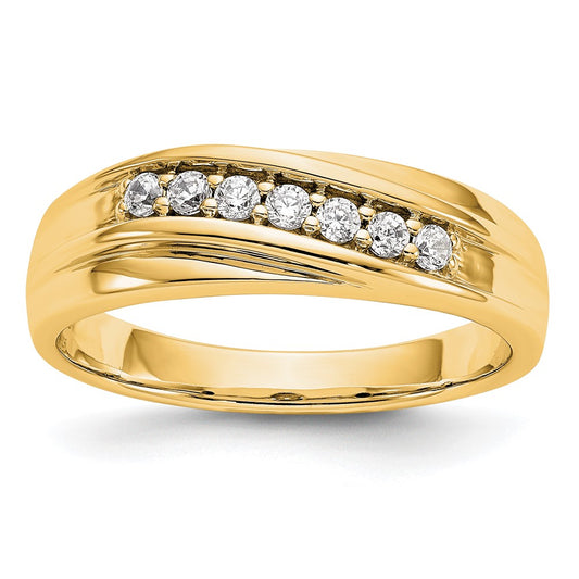 0.25ct. CZ Solid Real 14K Yellow Gold Men's Wedding Band Ring