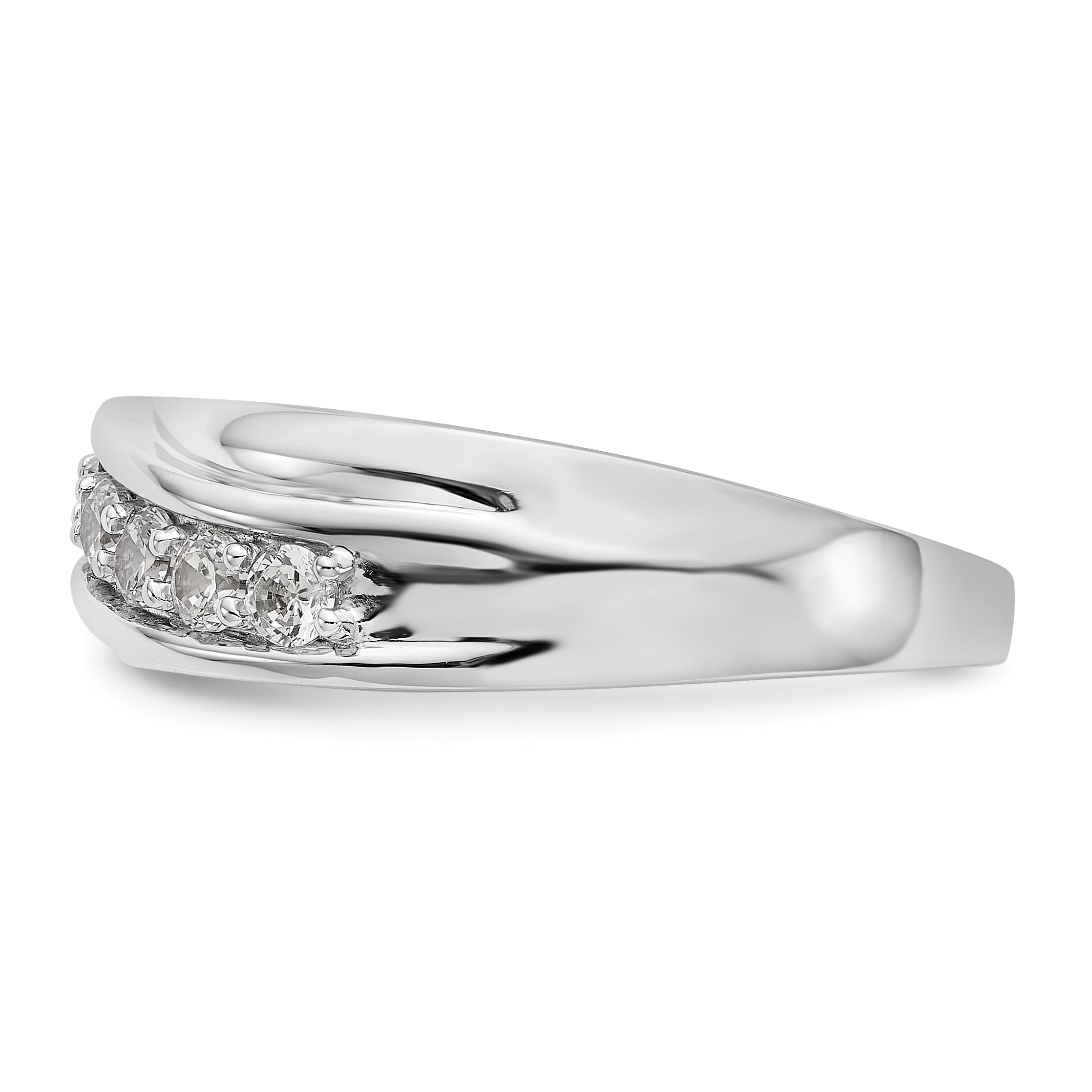 0.49ct. CZ Solid Real 14K White Gold Men's Wedding Band Ring