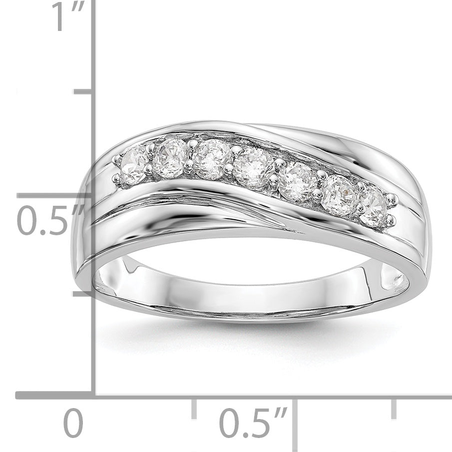 0.49ct. CZ Solid Real 14K White Gold Men's Wedding Band Ring