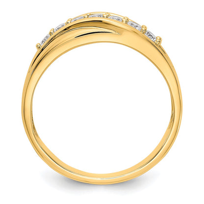 14K Yellow Gold Real Diamond Men's Band