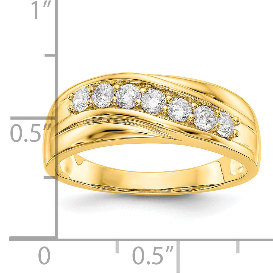0.49ct. CZ Solid Real 14K Yellow Gold Men's Wedding Band Ring (SI1-SI2)
