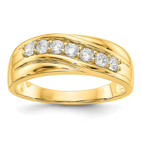 0.49ct. CZ Solid Real 14K Yellow Gold Men's Wedding Band Ring (SI1-SI2)