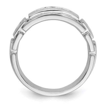 14K White Gold Real Diamond Men's Band