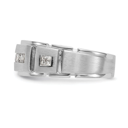 0.60ct. CZ Solid Real 14K White Gold Men's Wedding Band Ring