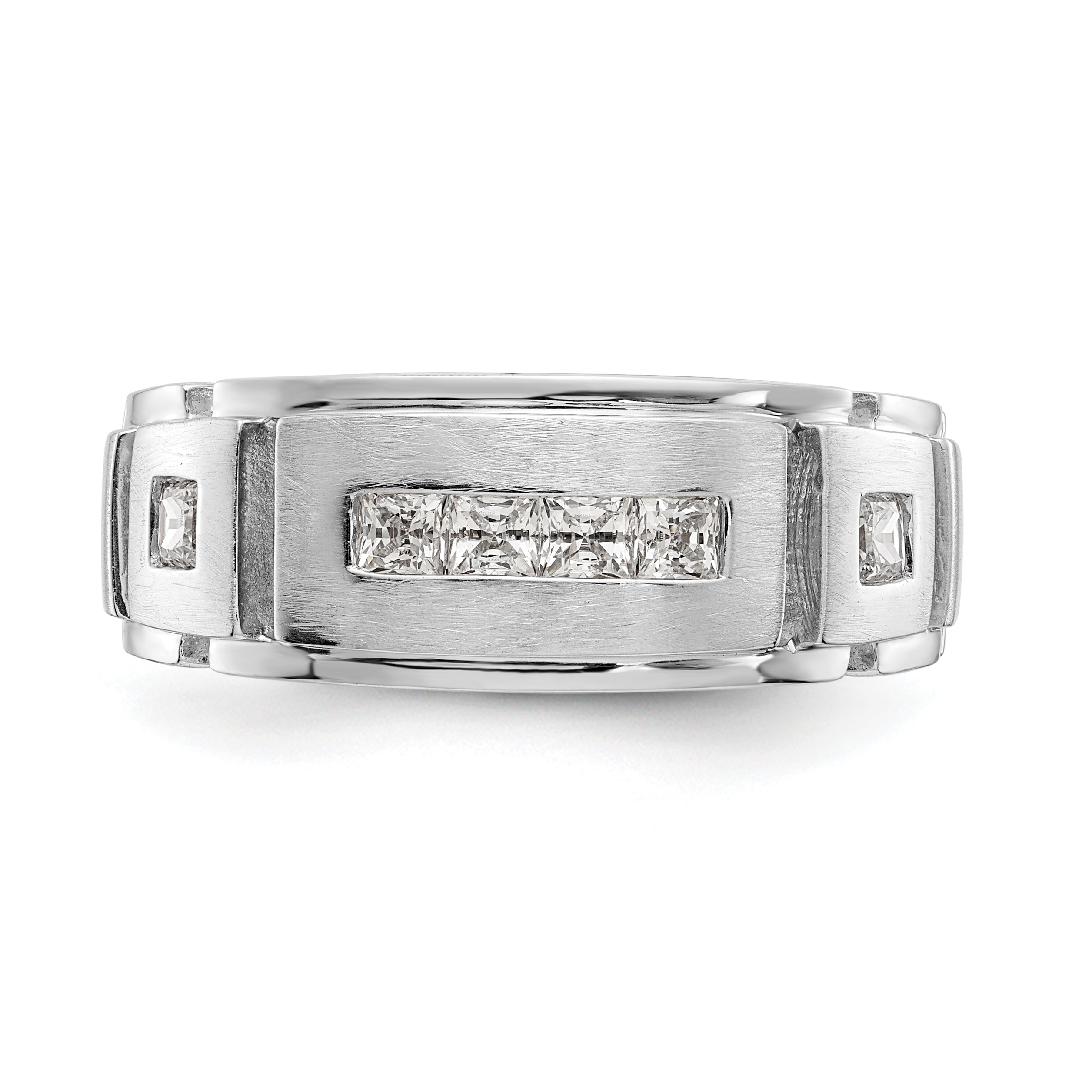 0.60ct. CZ Solid Real 14K White Gold Men's Wedding Band Ring