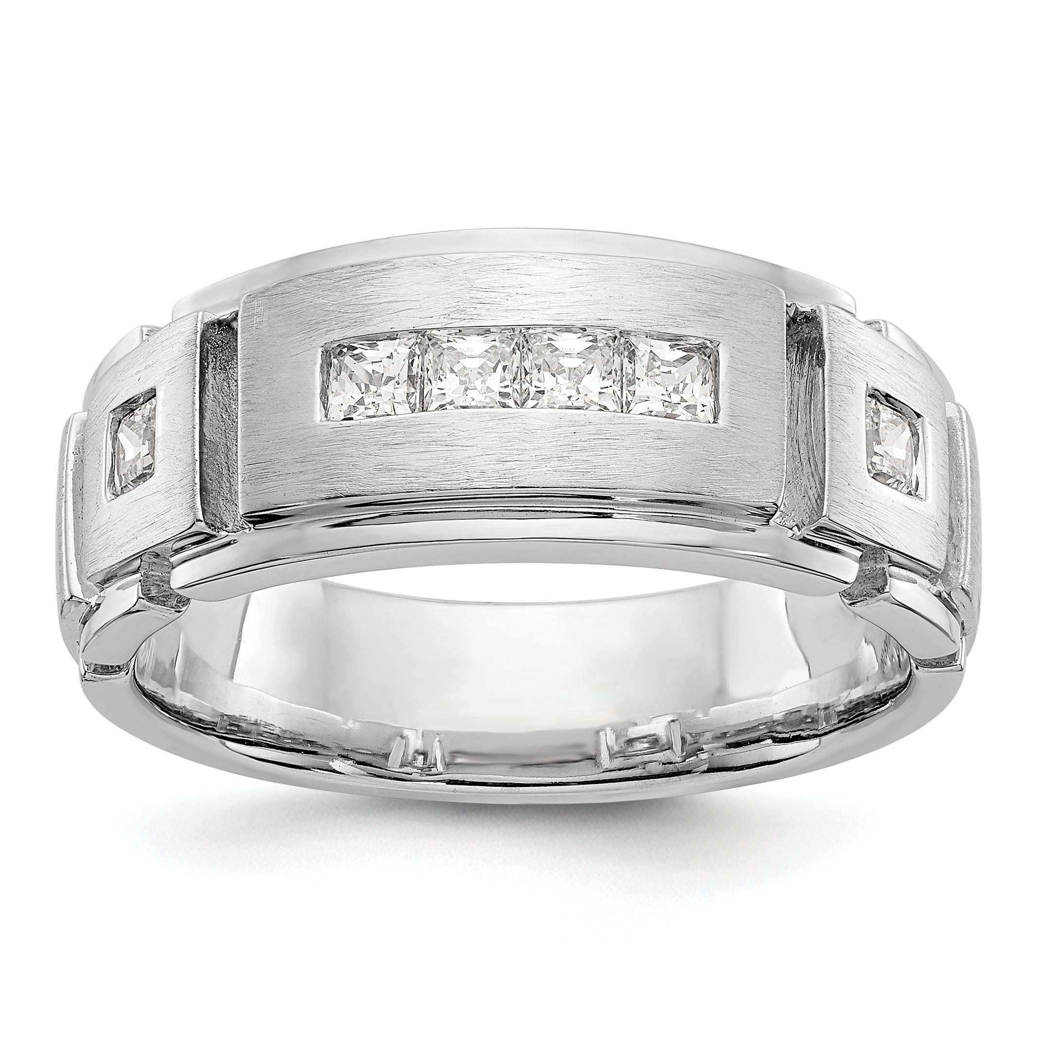 0.60ct. CZ Solid Real 14K White Gold Men's Wedding Band Ring