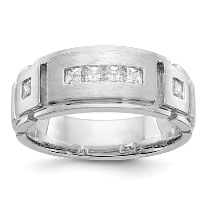 0.60ct. CZ Solid Real 14K White Gold Men's Wedding Band Ring