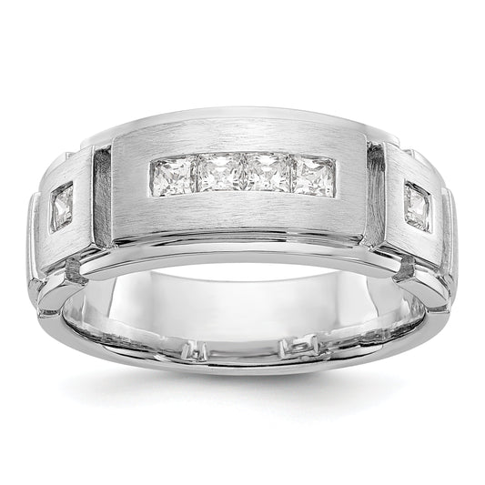 0.60ct. CZ Solid Real 14K White Gold Men's Wedding Band Ring