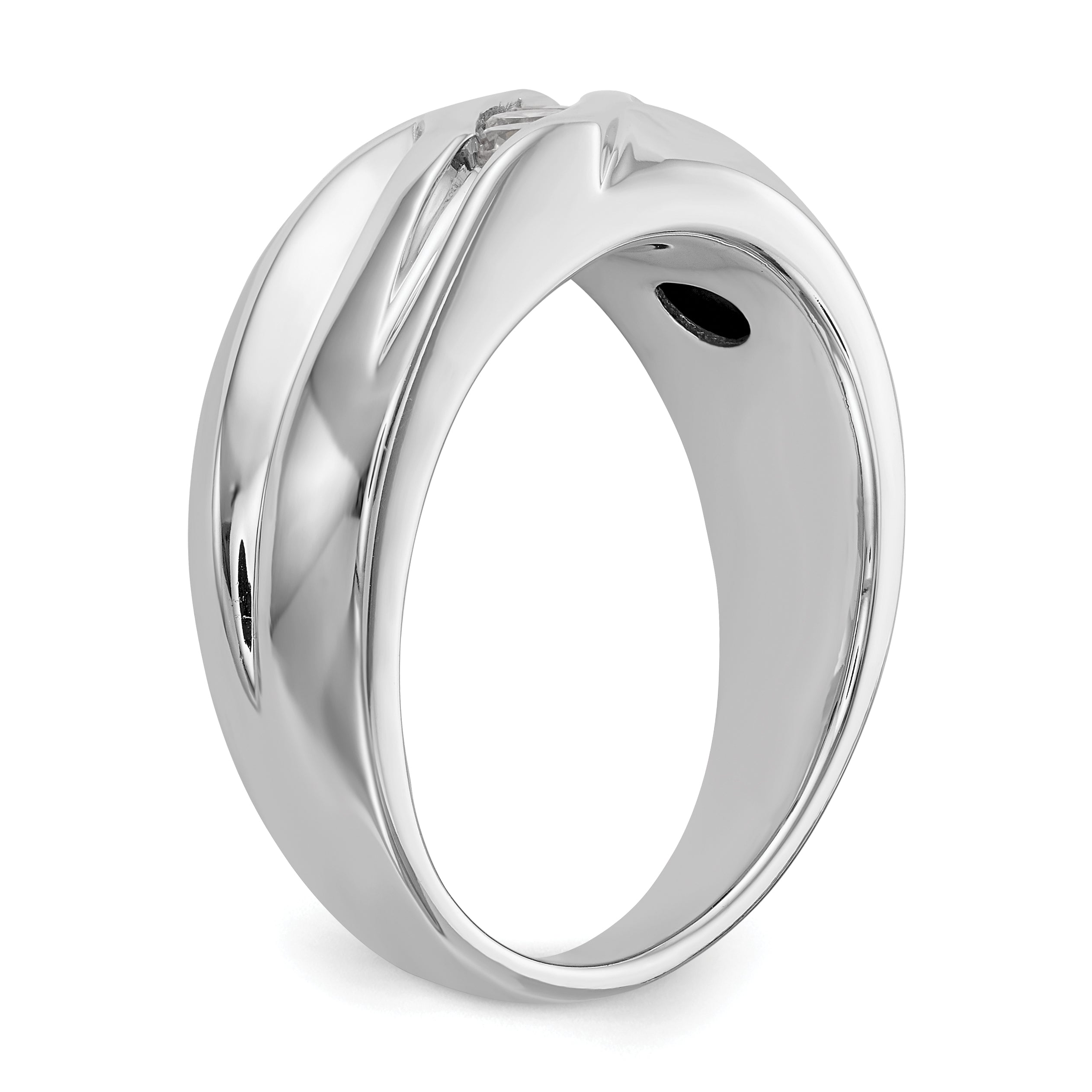 0.34ct. CZ Solid Real 14K White Gold Men's Wedding Band Ring