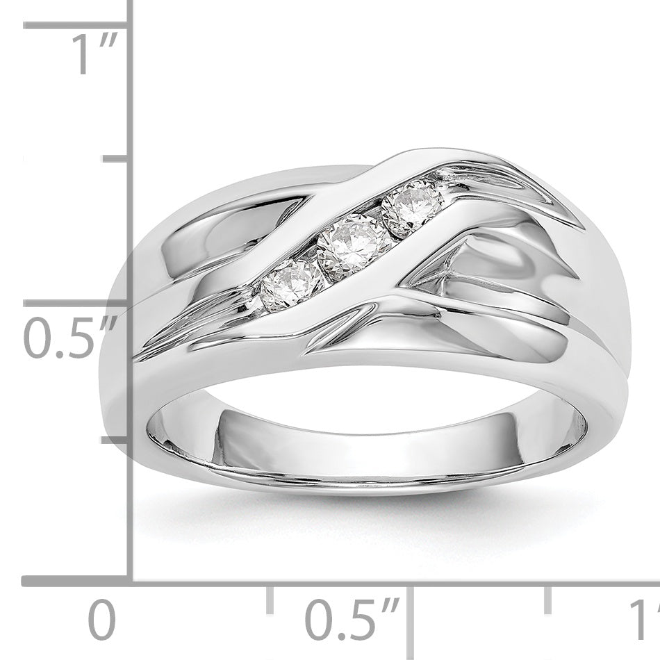 0.34ct. CZ Solid Real 14K White Gold Men's Wedding Band Ring