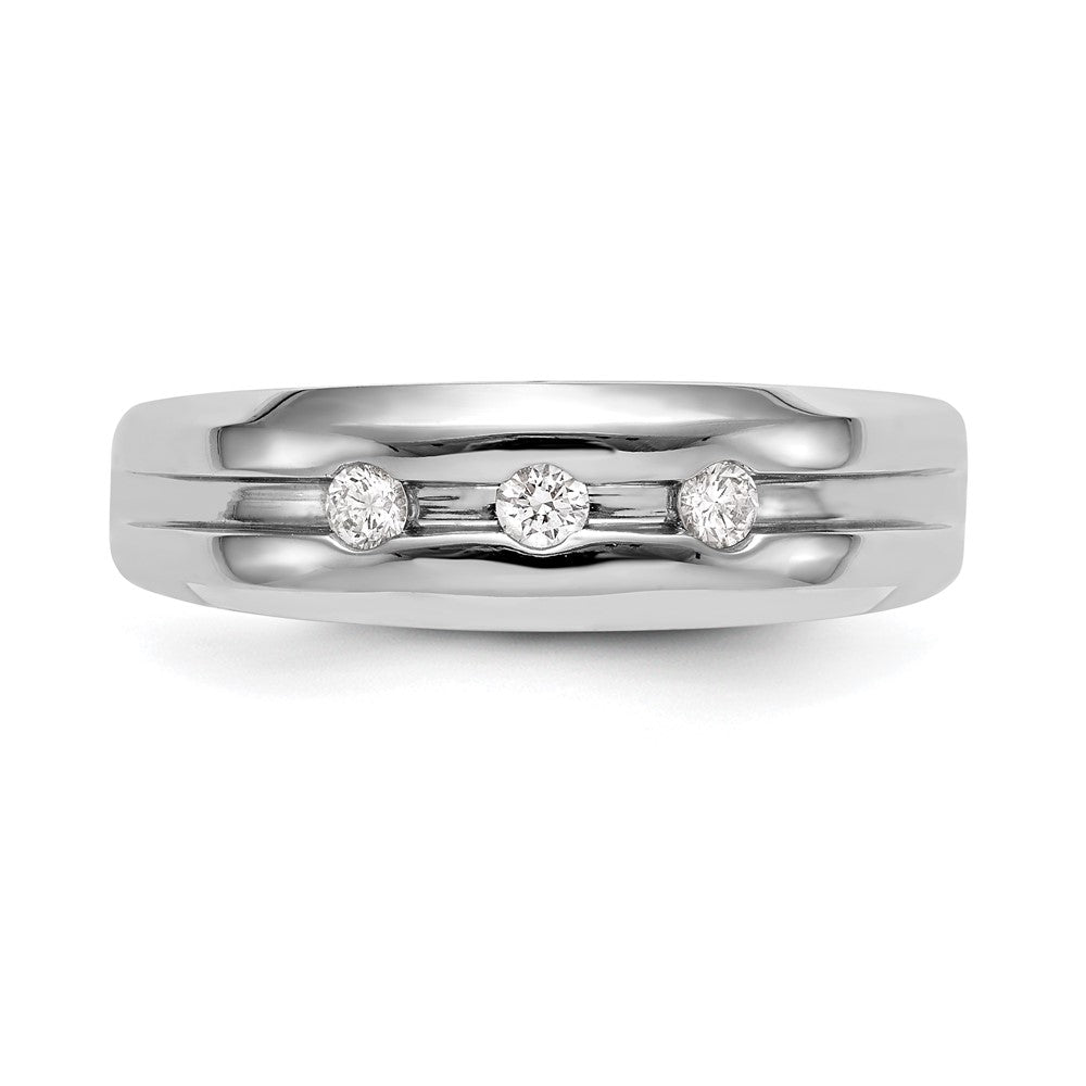 14K White Gold Real Diamond Men's Band